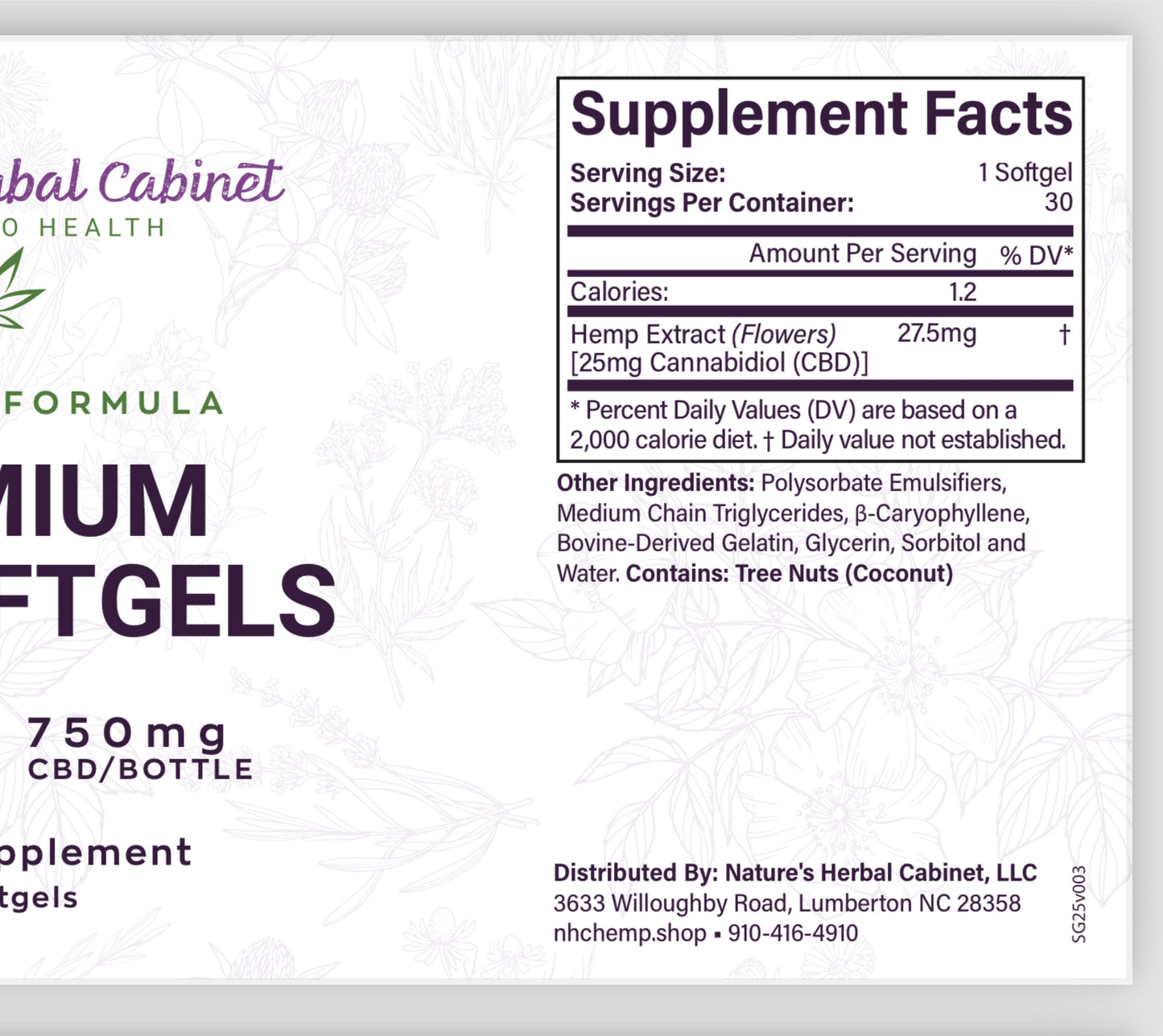 Broad Spectrum 25mg CBD Softgels - 0.0% THC (Qty. 30)